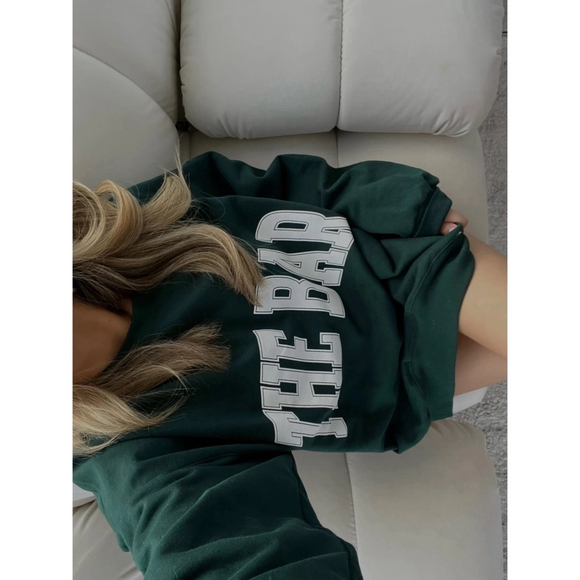 Women's THE BAR Hunter Green Varsity Sweatshirt Large with White Logo - Picture 4 of 11